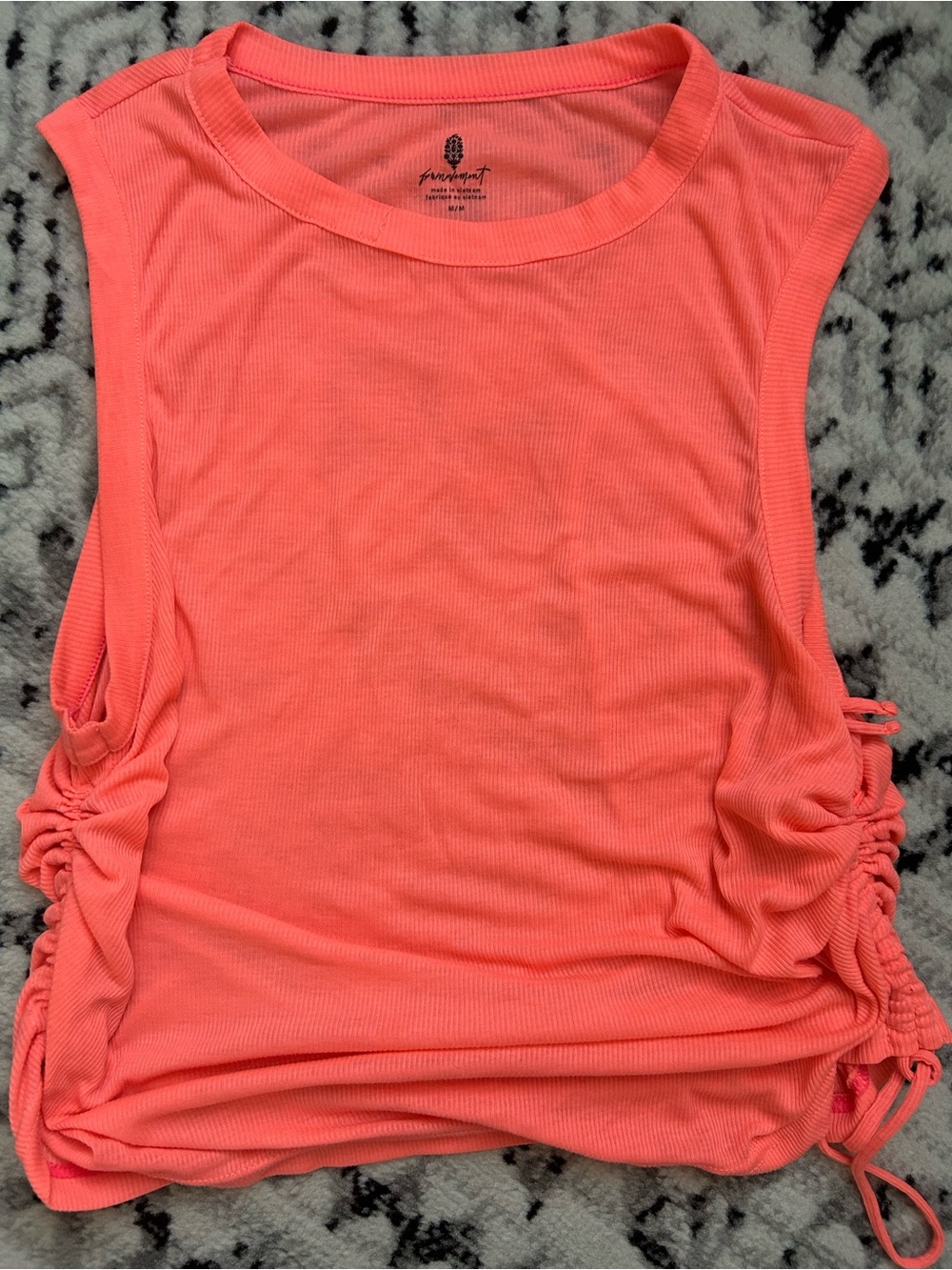 Free People Coral Ribbed Side-Tie Tank Top